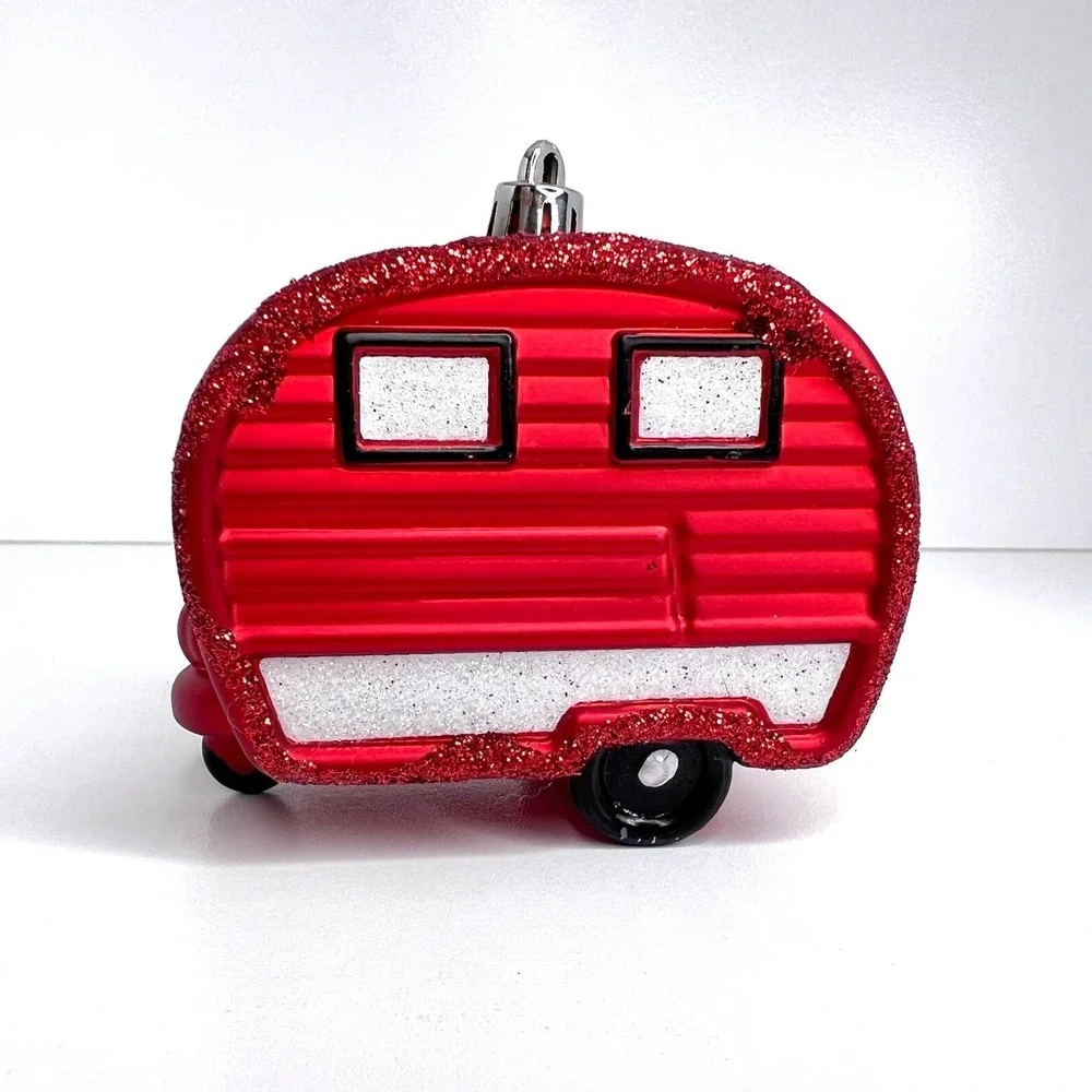 Camper Retro Red‎ Christmas Ornament Shatterproof